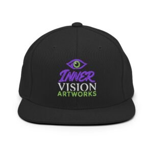 Inner Vision Artworks purple logo snapback, black, eye centered above wording - front view